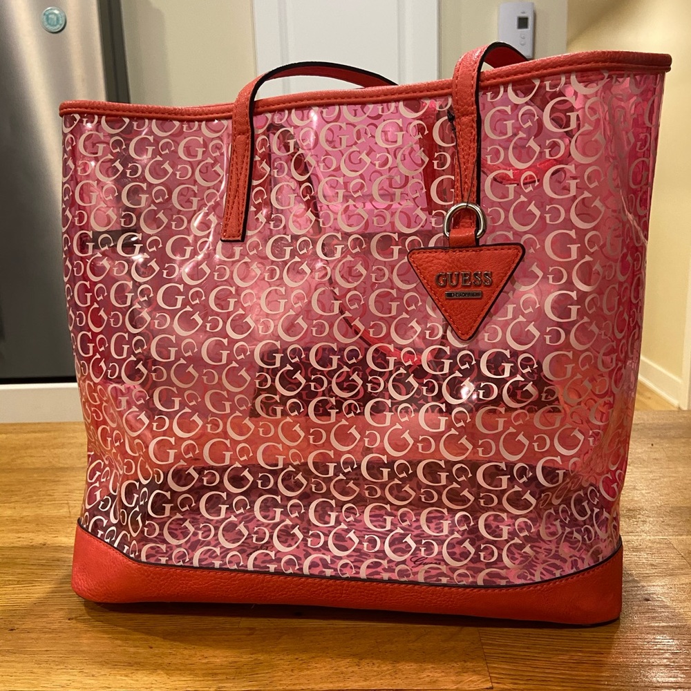 vintage guess pink tote bag